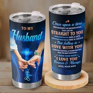 Gift - To My Husband 20 Oz Stainless Steel Tumbler, Gift for Husband from Wife, Romantic Drinkware, Christian Religious Love Story Coffee Cup, Anniversary Birthday Gift