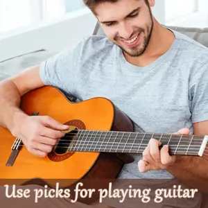 Wooden Guitar Pick Box with Stand, 3pcs Unique Guitar Picks, Mini Storage Box for Guitarists, Engraved Wooden Plectrum Case