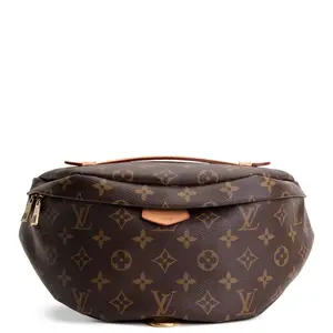 Pre-owned Louis Vuitton Monogram Coated Canvas with Vachetta Leather Trim Belt Bags Monogram Bumbag