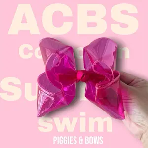 ACBS Hair Clips Pink Boutique Bow 5 Inches Handmade in USA Skinny & Wide Nylon Clips for Versatile Styling
