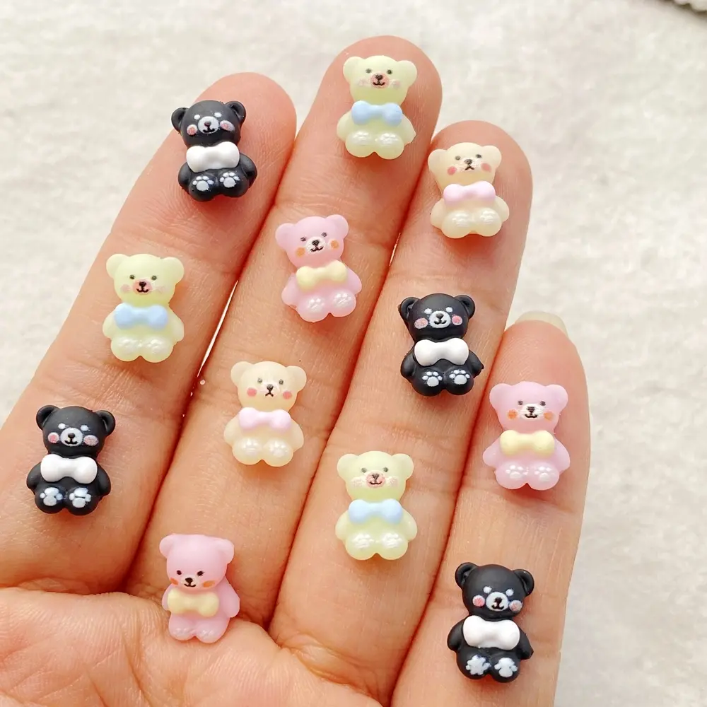 50 Cute Resin Mini Cartoon Bow Bear Decorations, Perfect for Nail Art, Nail Art Supplies, Diy Nails, Scrapbooking, DIY Crafts, Jewelry Making Theme Decor