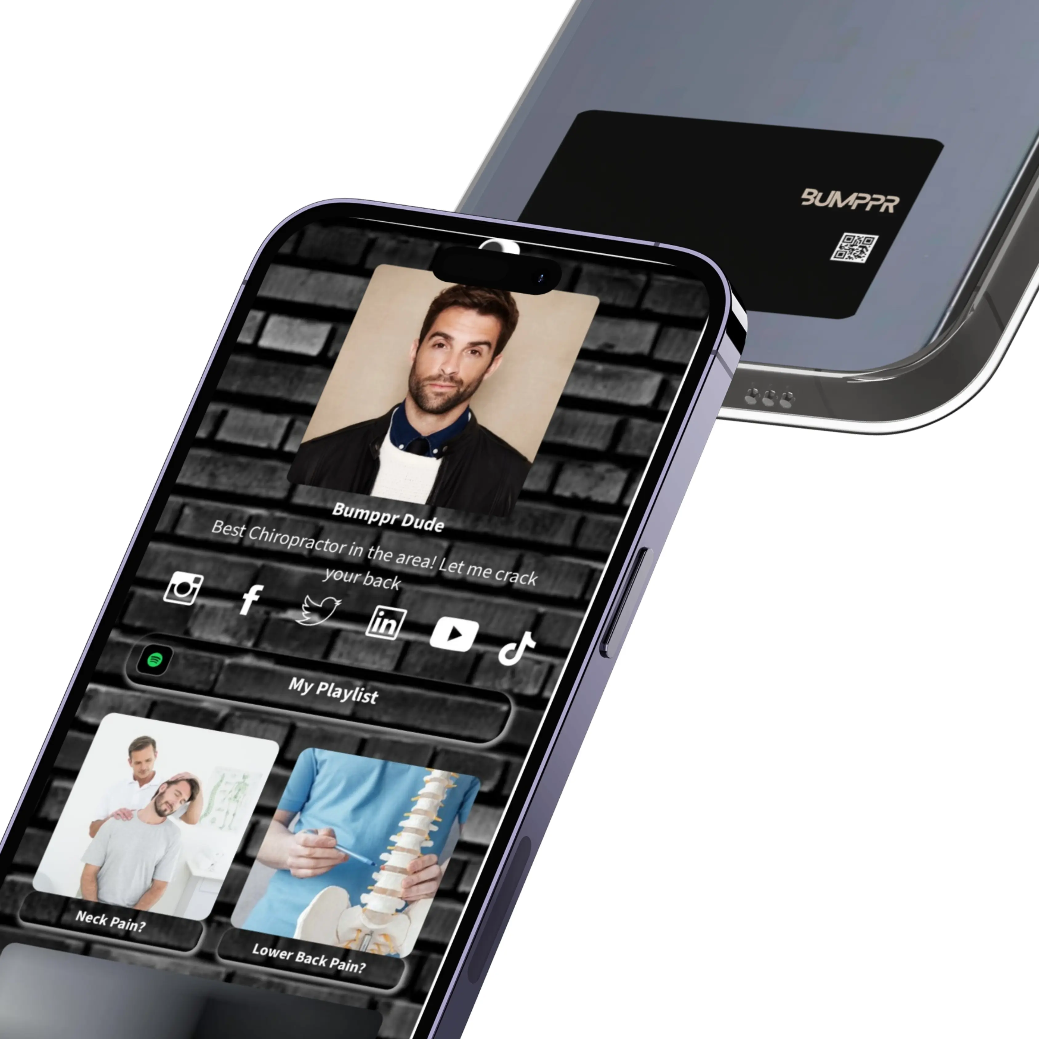 Bumppr - Digital Business Card - Black - NFC Phone Card - Tap to Share - iPhone & Android