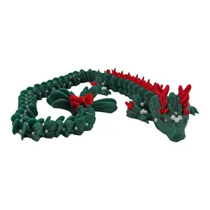 Cinderwing3d Articulated Mistle Toe Christmas Winter Dragon 3D Printed Fantasy Creature Custom Colors 14.5 Inch Decor Figurine Ornaments