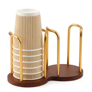 Wood Cup Dispenser 3 oz-8 oz Disposable Paper & Plastic Bathroom Cup Holder - Mouthwash Cup Dispenser for Countertop - Disposable Coffee Cup Dispenser for Kitchen, Coffee Station