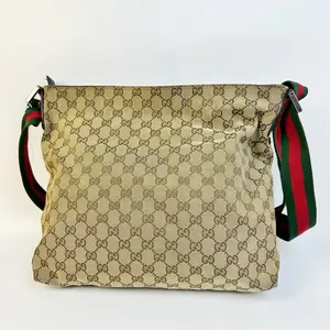 Pre-owned GUCCI Monogram Web Messenger Bag
