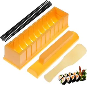 Sushi Making Kit, Sushi Maker Set, Sushi Mold Press, Sushi Roller Mold Maker Kit, Sushi Making Kit for Beginners, Sushi Rice Roll Mold Shapes with 2pairs Chopsticks