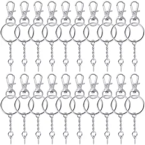 BronaGrand 50 Pieces Metal Swivel Clasps Lanyard Snap Hook Lobster Claw Clasp and Key Rings Keychain with 11mm Screw Eye Pins