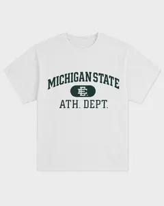 Michigan State Athletic Department Graphic T-Shirt, Vintage College Style Tee, White Cotton Streetwear Shirt, Casual Oversized Unisex T-Shirt