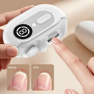 Automatic Electric Nail Clipper Trimmer & Nail Polisher with Multi-Speed Adjustment, Power Display, LED Cure Lamp - Safe, Quiet, Rechargeable Nail File with LED Light & Storage, All-in-One Manicure Pedicure Care Tool for Women & Men