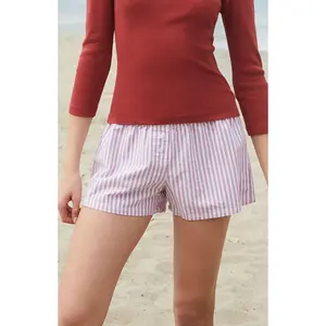 John Galt Women's White & Red Keira Pajama Boxer Shorts