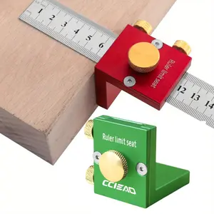 Steel Ruler Scribing Positioning Block, Woodworking Scribe, Adjustable Aluminum T Scriber Marking Stop, Craftsman DIY Manual Tool