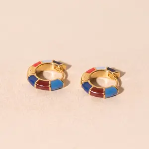 Color Block Chunky Rounded Huggie Hoop Earrings