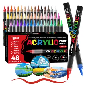 Acrylic Paint Soft Brush Markers Set, Soft Brush Tip, Automatic Ink Control, Paint Markers for Wood, Stone, Canvas, Glass, Fabric, DIY Crafts