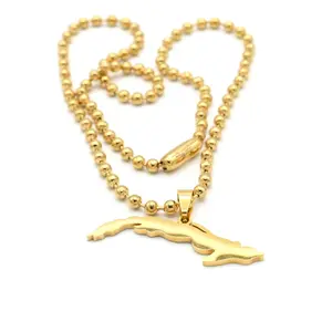 C Map Necklace - Elegant Design with Unique Map Elements and Precise Pendant Attachment Gold Statement Chain