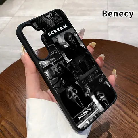 Magnetic Wireless Charging Cellphone Cover for Samsung Galaxy S22+ S23 Ultra S24 Plus FE S25 S26 Edge, Ghostface's Realm Pattern, Non-Yellowing Shockproof Soft Silicone Transparent Acrylic Case, Fingerprint-Resistant Protection for Handheld Devices