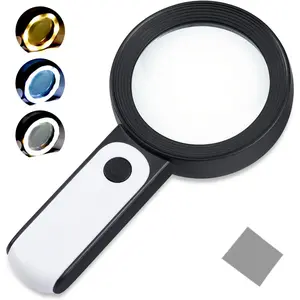 Handheld Magnifying Glass with Light, Large Lighted Magnifier Glasses 18 LED 3 Modes Illuminated Magnify Lens for Seniors Rreading Book Macular Degeneration   Hobby Gifts