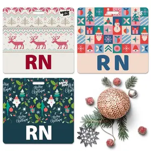 Registered Nurse Christmas Edition Badge Buddy Bundle Set of 3 Double sided identification cards.