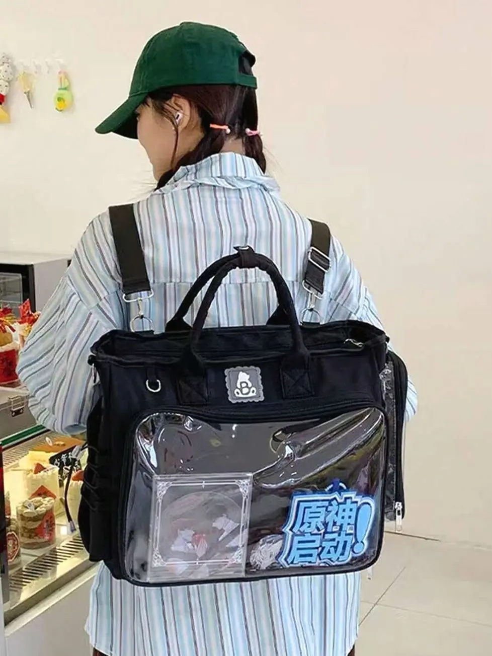 Large Capacity Ita Bag Backpack, Transparent Window Display School Bag for Students and Travel