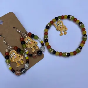 Handcrafted Tung Tung Tung Sahur “brain rot” 2 piece earrings and bracelet set
