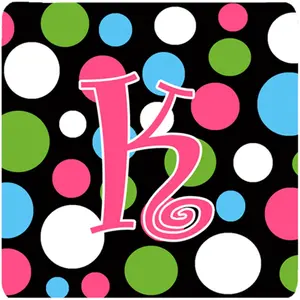 Carolines Treasures  Monogram - Polkadots And Pink Foam Coasters - Set 4- Initial Letter K