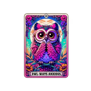 Owl-Ways Anxious Tarot Card • T-shirt Tee Shirt Comfortable Unisex Top Casual Sublimation Graphic Cute Owl Anxiety Stylish
