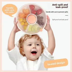 Children's snack storage box with lid, portable for home use, rotating fruit tray, snack box, sealed dry fruit tray