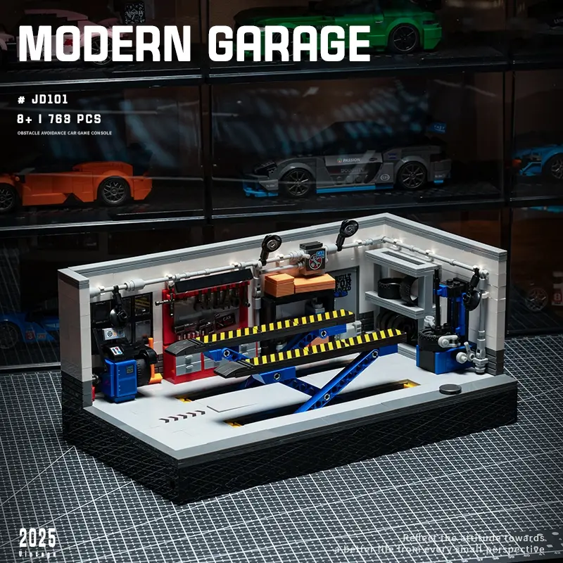 763PCS Modern Garage Building Blocks MOC Street View Bricks Model Building Kits Assembly Toys Home Ornaments Kids Boys Birthday Christmas Gifts Moc Blocks Set DIY Building Model