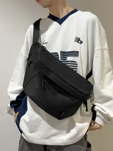 Fashion Versatile Large Capacity Chest Bag Multi Pockets Portable Functional Bag Solid Color Casual College Student Matching Bag
