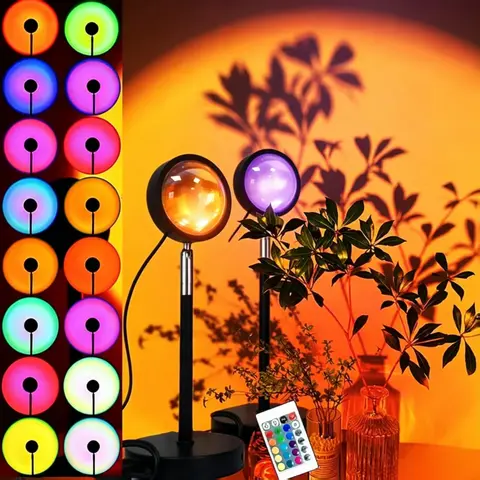 Sunset Projection LED Lamp - 4 Modes Color Changing Rainbow with Remote, Whimsical Gifts, Lights for Bedroom, Room Decor, Chill Room Accessories, Unique Cool Gifts, Photography Accent