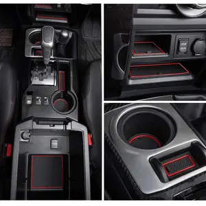 Premium Cup Holder, Console, and Door Pocket Inserts Kit Compatible with Toyota 4Runner Accessories 2010-2024 (2 Row, Red Trim)-27PC Set2026
