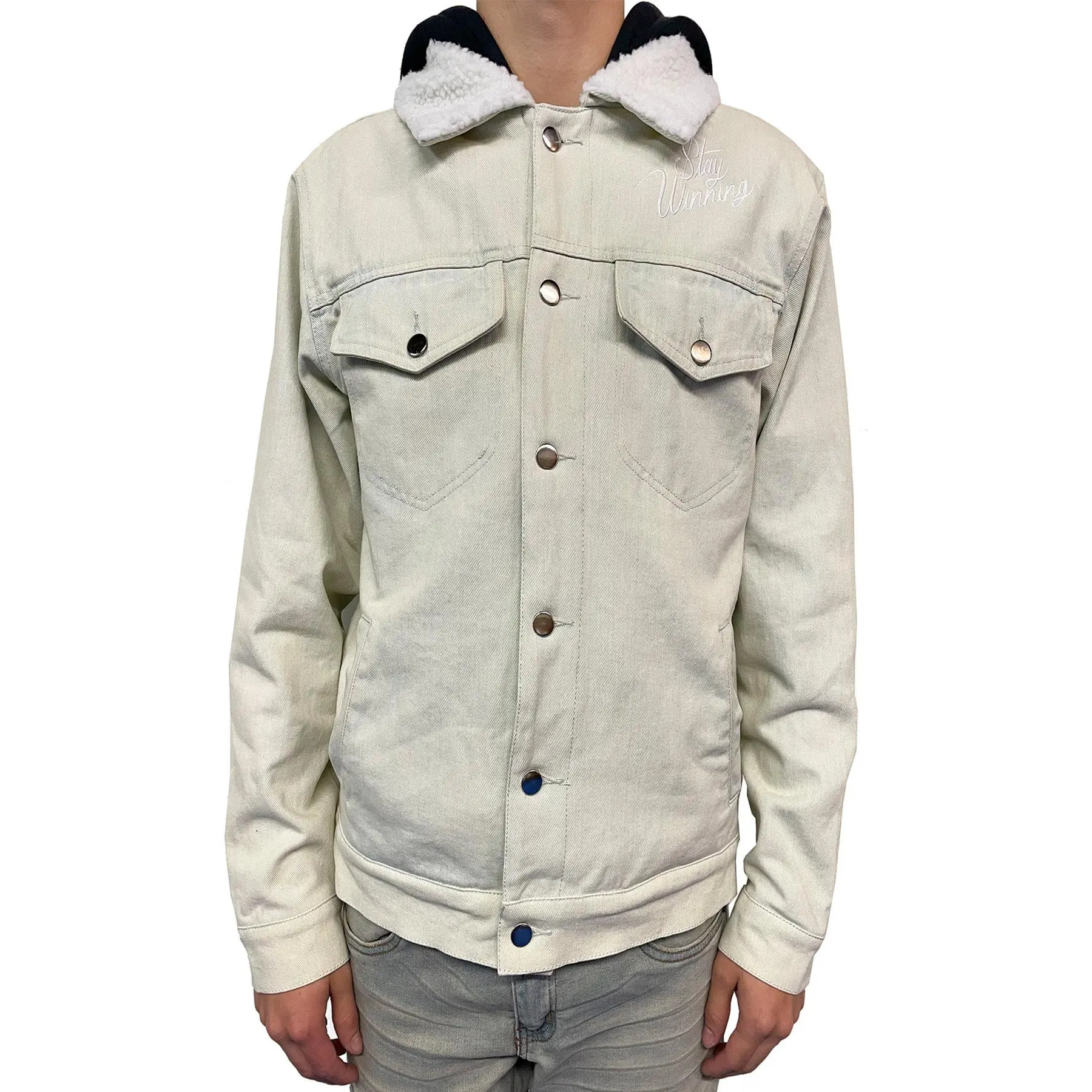 Stay Winning Distressed Light Denim Jean Jacket