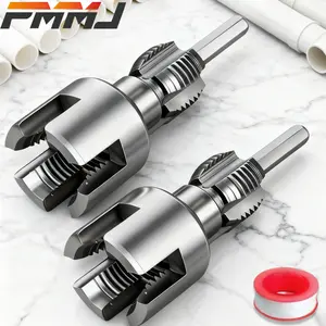 PMMJ 3pcs Pipe Threader Kit - All-in-1 Internal & External Thread Cutting Tool with 1/2" & 3/4" Cutters, PTFE Tape for Professional Plumbers & DIY Thread Trimming, Corner Screw Repair