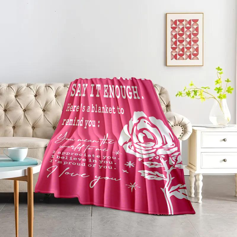 Countdown Sale! Gifts for Her, Anniversary Birthday Gifts for Girlfriend, Wife, Romantic Pink Blanket，A warm nap blanket，Applicable throughout the four seasons，with Rose Print, I Love You Gifts for Her, Wedding, Valentines Day Gift, Soft Throw Blanket