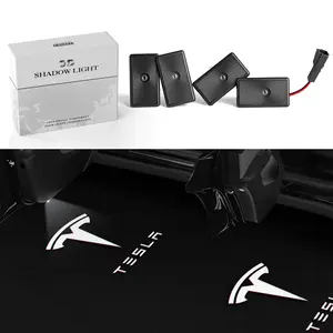 Topfit Tesla Logo LED Projector LED Car Lights  Car Side Lamp for Model 3 X S Y with 4pcs Super Bright Beads Multiple Uses Easy Install