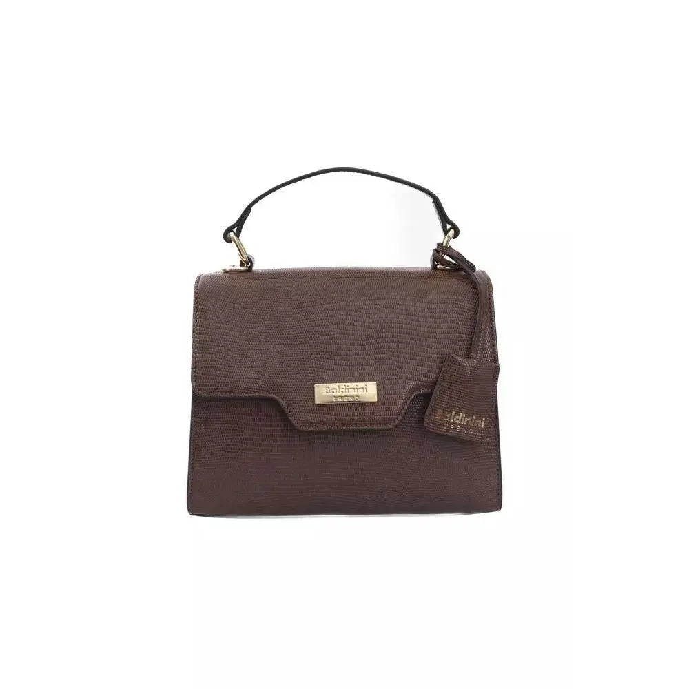 Baldinini Trend Elegant Brown Shoulder Flap Bag with Golden Accents