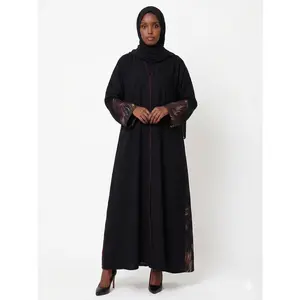Zari Maroon Panel Open Abaya