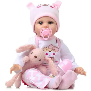 *Realistic Reborn Baby Doll Girl 22" Soft Vinyl Weighted Gift Set with Birth Certificate & Feeding Kit Toys for Kids Age 3+