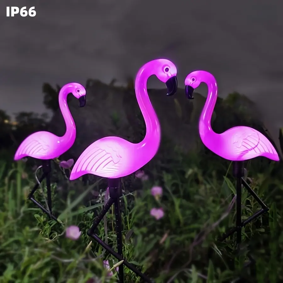 Solar Flamingo Lights 1/3 Pack Acrylic Flamingo Statue Height: 52 cm (20.5") Pink Bird Garden Decor IP66 Waterproof Solar Light Easter Spring Decoration Camping Light For Villa Pond Garden Fence Outdoor Birthday/Mother's Day Gift For Wife Daughter Grandma