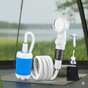 Portable USB Shower Power Washer | Handheld High Pressure Water Sprayer for Camping Shower Head Car Wash Garden Cleaning | Lightweight Adjustable Outdoor Travel Bathing Equipment Rechargeable Camping Showerhead