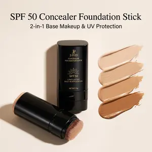 3-in-1 SPF Sunscreen Concealer Stick with Brush WheatShade Waterproof Flawless Coverage Hydrating Longwearing Foundation for Women & Girls Makeup Lightweight Matte flawless filter for Acne Scars Dark Circles Blemish Eraser Cream Base Makeup