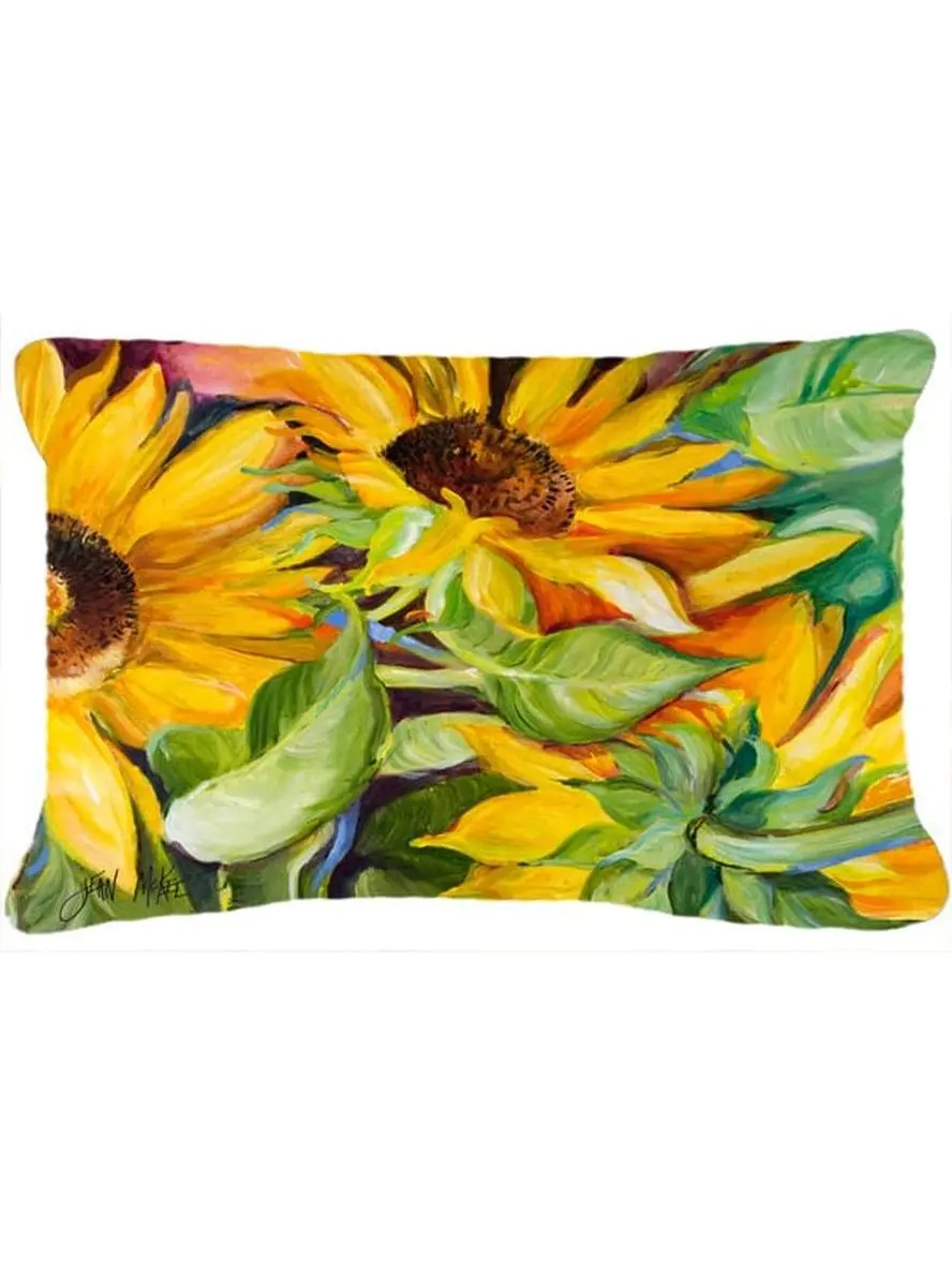 Sunflowers Heavyweight Rectangular All-Weather Durable Decorative Pillow for Outdoor Sofas, 12l x 3w x 16h in, Fade-Resistant, Machine Washable