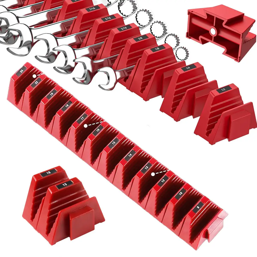 12-Piece Magnetic Modular Wrench Organizer Set —  for  Drawers; a Premium  Holder with Strong Magnetic Grip. An Ideal Gift for Fathers, Brothers, or Boyfriends (Available in Red or Blue, Magnetic) perfect tool storage holder magnetic tool holder summervib