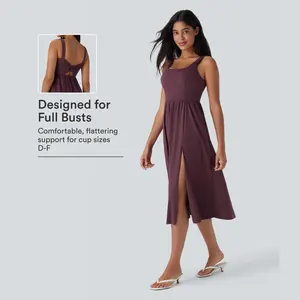 Halara SoftlyZero Airy Padded Cool Touch Midi Casual Dress with Pockets DD-F Cups