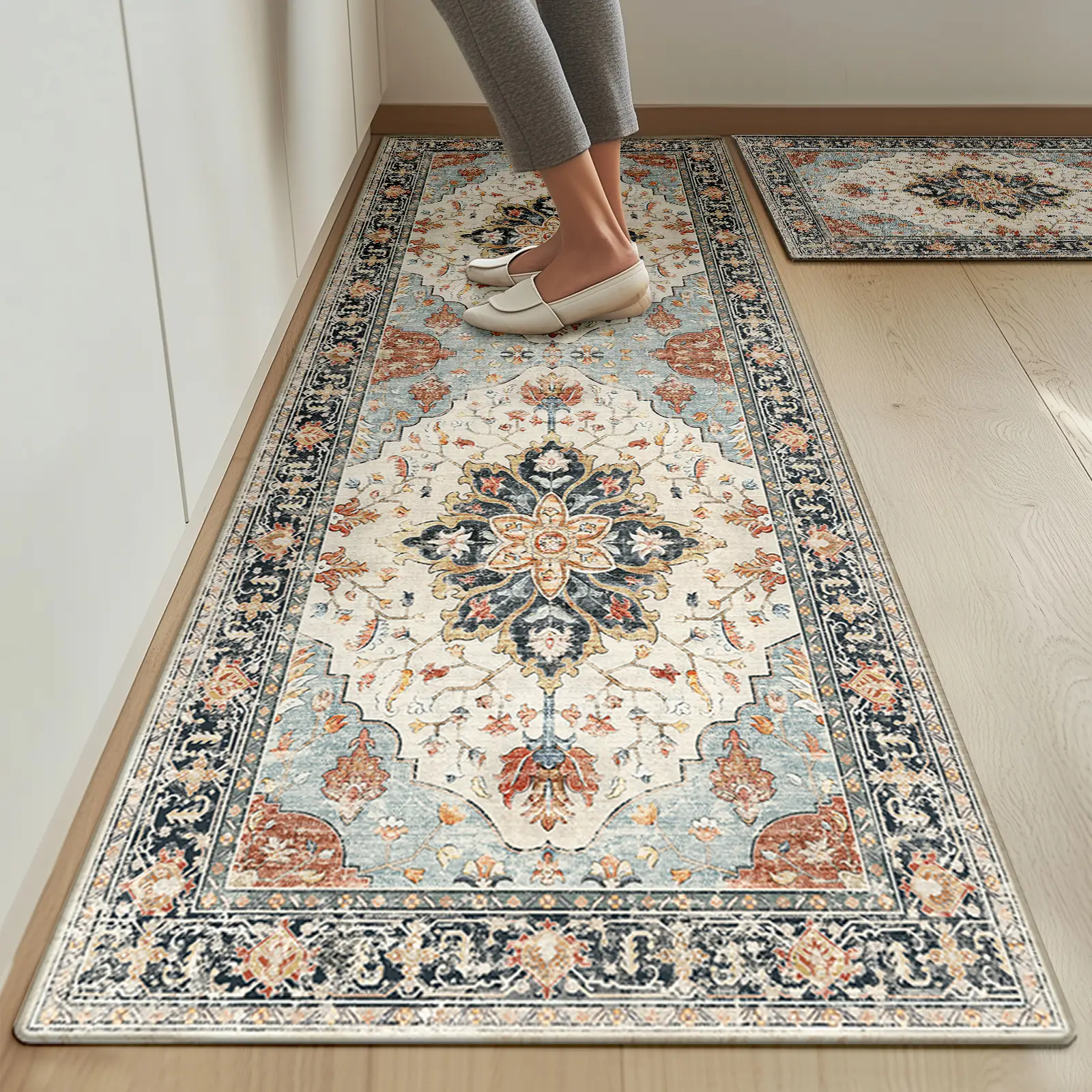 BESTSWEETIE Kitchen Mat for Floor 2PCS, Waterproof Kitchen Rugs, Washable Anti-Fatigue Mat for Cushioned, Non-Slip Heavy Duty Comfort Foam Rug for Hom