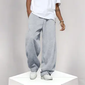 Teen Boys Fleece Pants Straight-Leg Casual Daily School Warm Bottoms in Soft Grey