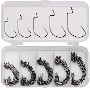 Fishing Hook Set, 50pcs/box Carbon Steel Crank Hook Set, Fishing Hook for Outdoor Fishing, Fishing Accessories