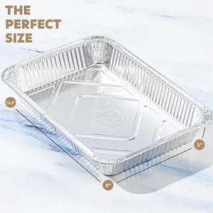 10-Pack Heavy-Duty Aluminum Pans (12.5" x 9") – 4 lb Disposable Foil Pans with Covers for Baking & Cooking