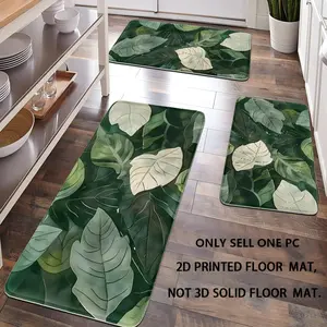 [Popular Choice]1-piece, home decoration, room decoration, bathroom mat, bathroom mat, kitchen mat, door mat, green leaf pattern mat, simple theme mat, soft and comfortable, and relieve fatigue.