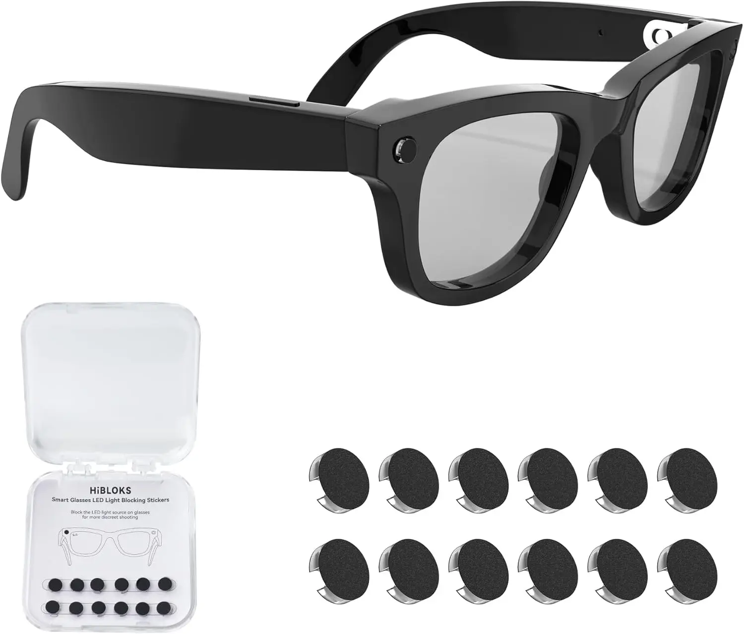 12Pcs LED Light Blocking Stickers for Wayfarer, Skyler, Headliner (Gen 2) & HSTN Smart Glasses, Low-Tack Restickable Blackout Covers (DIY Scrapbooking Sticker Accessories)