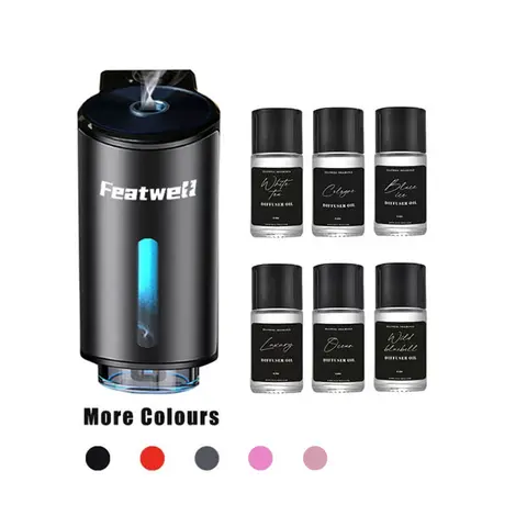 Featwell Car Fragrance Waterless Diffuser - 3/6 Packs of 10ml Natural French Perfume, 45-Day Long-Lasting, Portable Car Aromatherapy Accessory